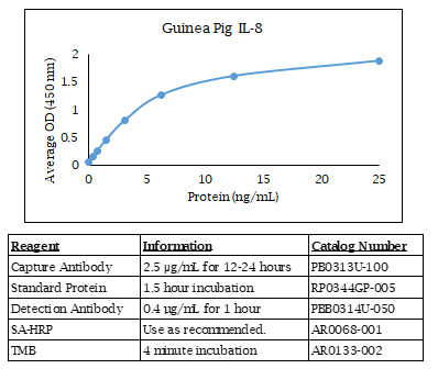 Guinea Pig IL-8 Standard Curve