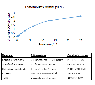 Cynomolgus Monkey IFNγ Standard Curve